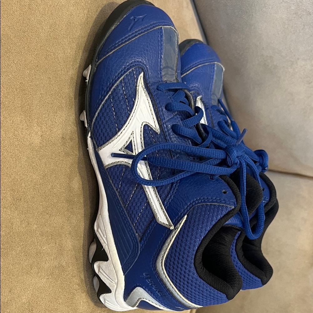 Blue and White Athletic Shoes